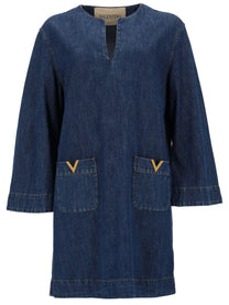 Valentino Women's Denim Chambray Dress Blue