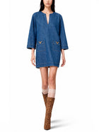 Valentino Women's Denim Chambray Dress Blue, view 2