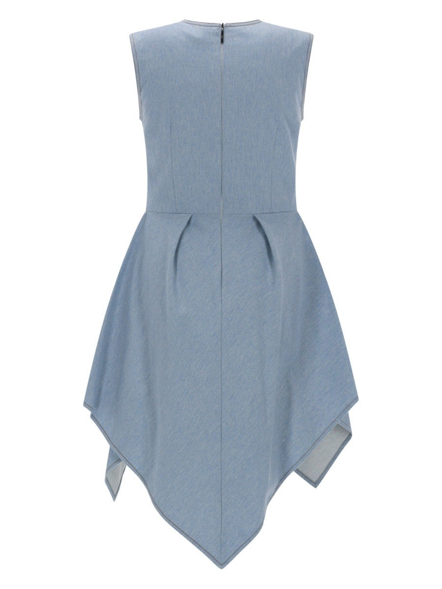 MSGM Women's Abito in Denim Con Gonna Asimmetrica Blue