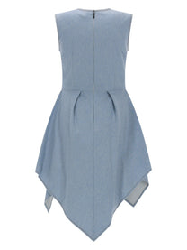 MSGM Women's Abito in Denim Con Gonna Asimmetrica Blue