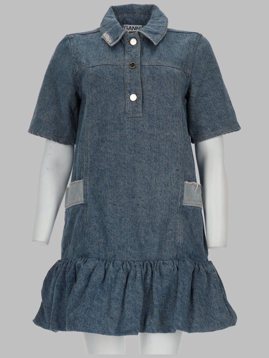 Ganni Women's Abito in Denim Patchwork Blue