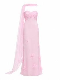 self-portrait Women's Abito in Georgette Con Foulard Blue