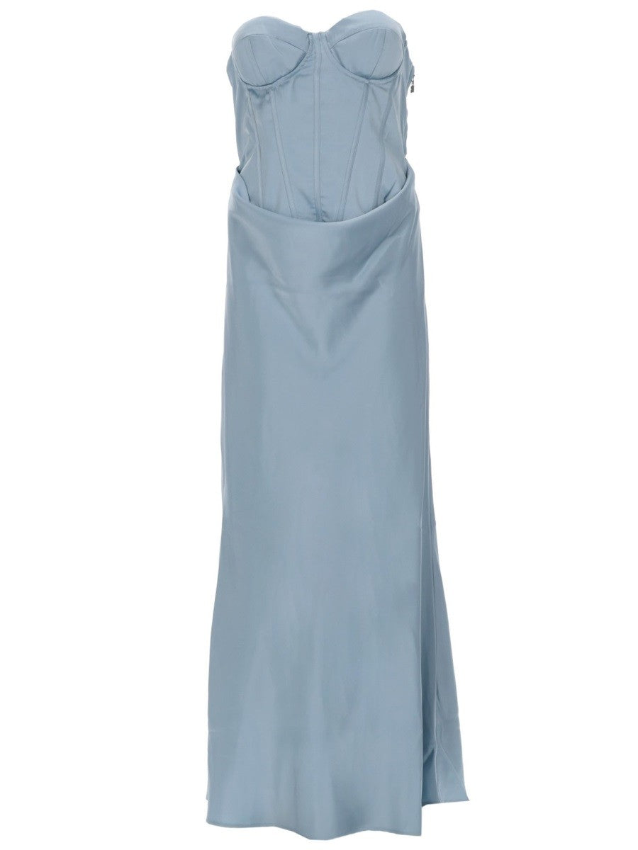Rotate Women's Abito in Satin Con Corsetto Blue