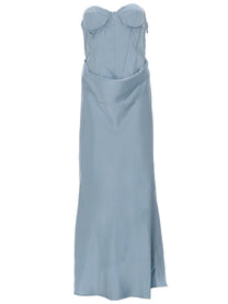 Rotate Women's Abito in Satin Con Corsetto Blue