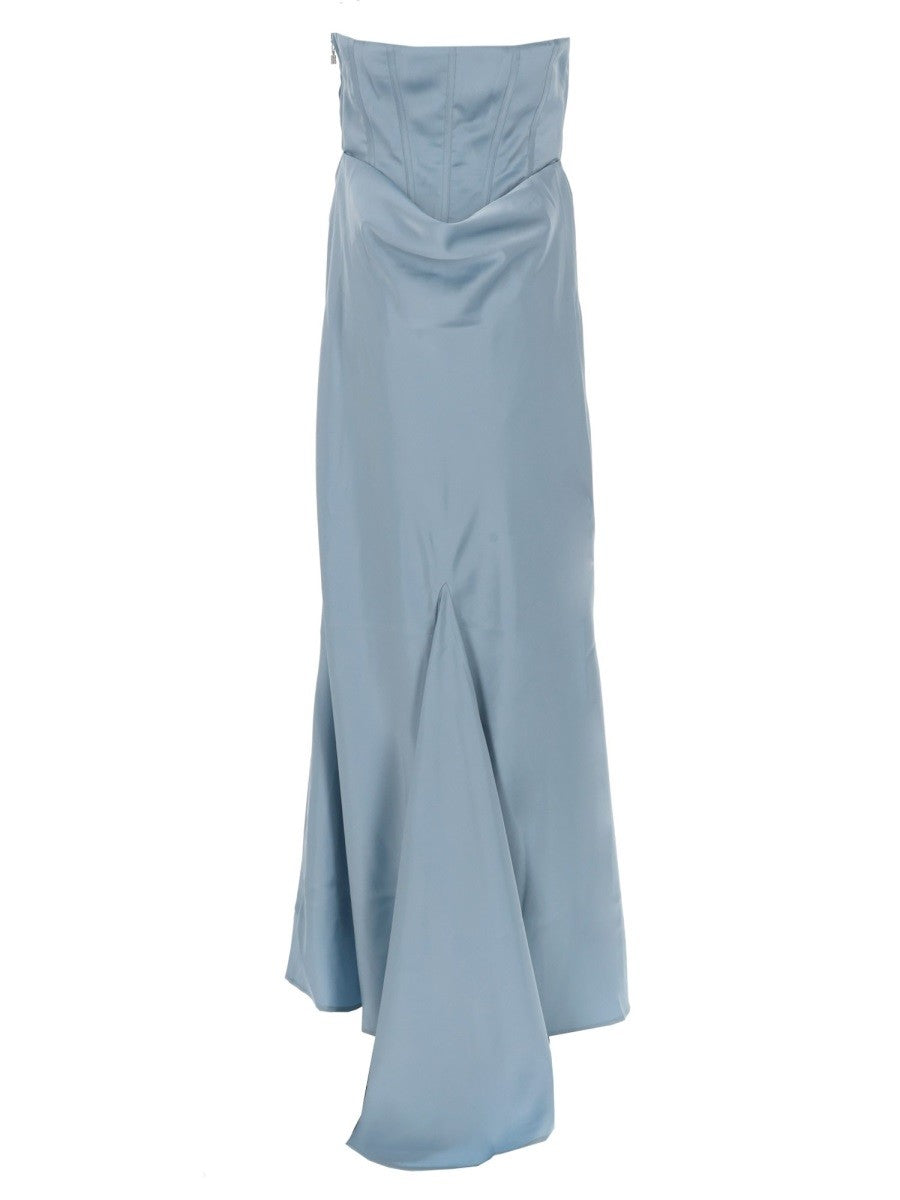 Rotate Women's Abito in Satin Con Corsetto Blue