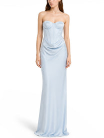 Rotate Women's Abito in Satin Con Corsetto Blue