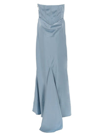 ROTATE Birger Christensen Women's Satin Dress with Corsetto Blue, view 3