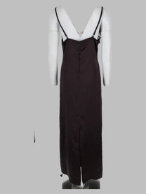 Alysi Women's Abito in Satin Con Inserto in Pizzo Brown