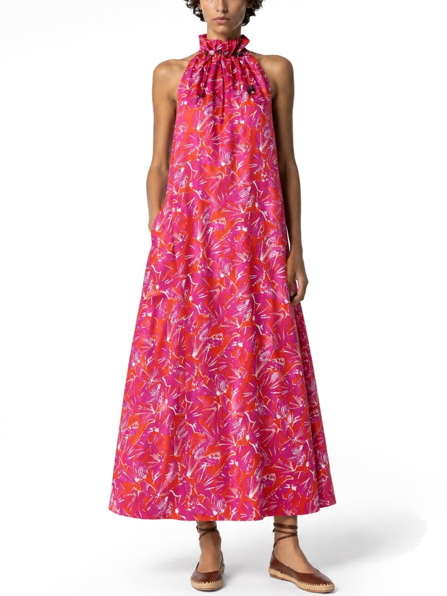 Max Mara Women's Abito in Twill DI Seta Stampata Pink
