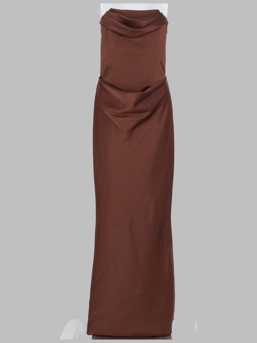 Rotate Women's Abito Lungo Con Corpetto Brown
