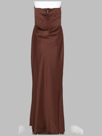 ROTATE Birger Christensen Women's Abito Lungo Con Corpetto Brown
