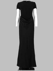 Rotate Women's Abito Lungo Con Maniche Corte Drappeggio Black