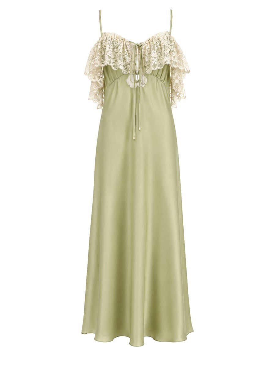 Chloé Women's Abito Lungo Con Spalline Sottili Green