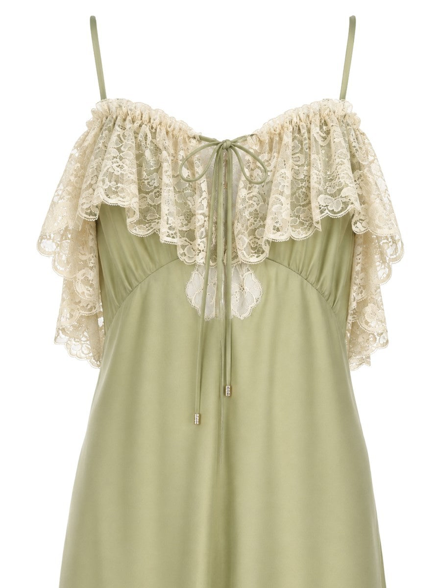 Chloé Women's Abito Lungo Con Spalline Sottili Green