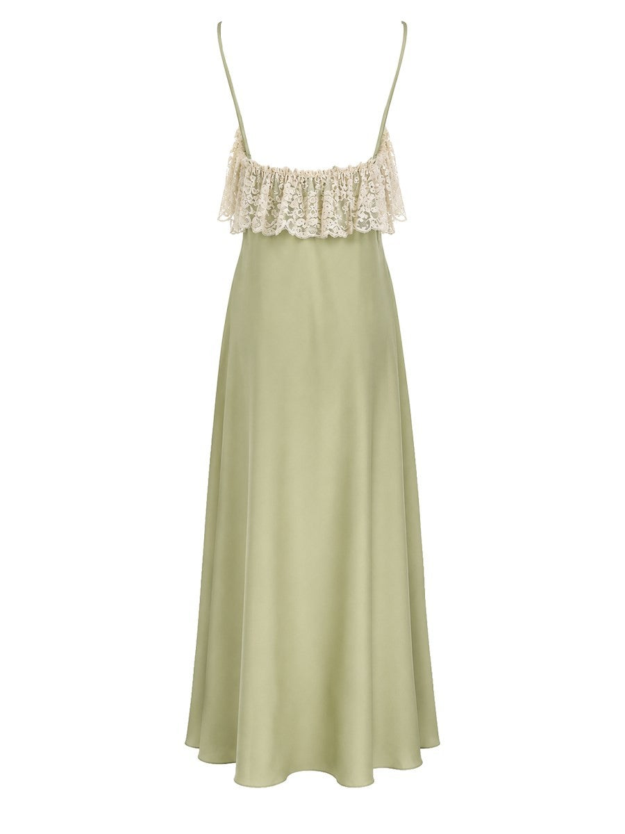 Chloé Women's Abito Lungo Con Spalline Sottili Green
