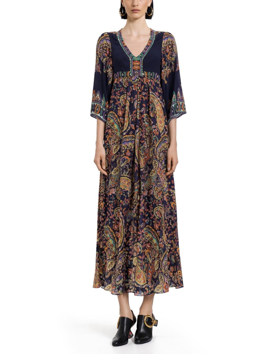 ETRO Women's Abito Lungo Con Stampa Paisley Multicolor