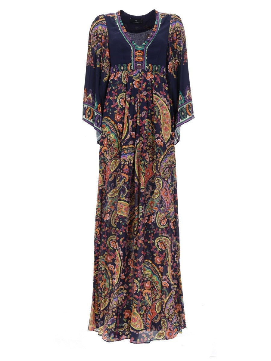 ETRO Women's Abito Lungo Con Stampa Paisley Multicolor