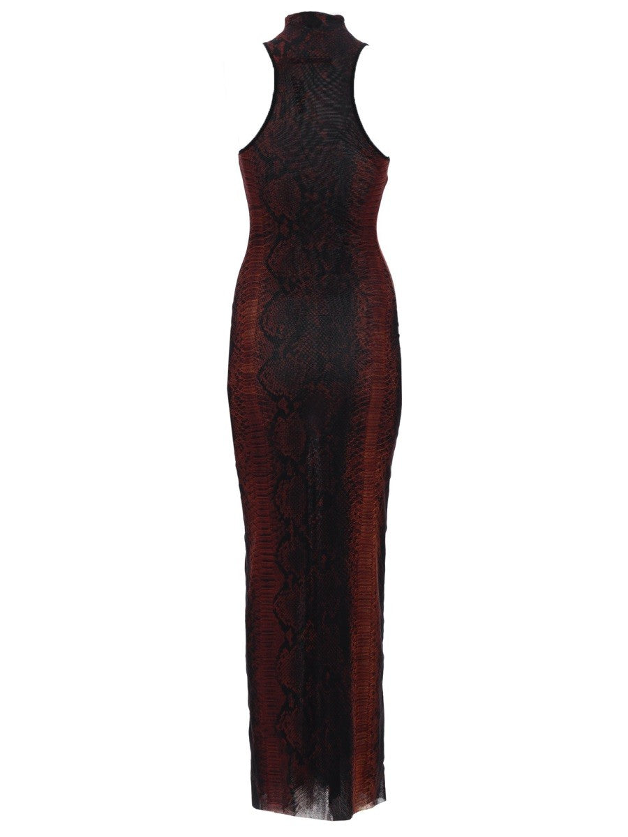 Jean Paul Gaultier Women's Abito Lungo Con Stampa Pitone Brown