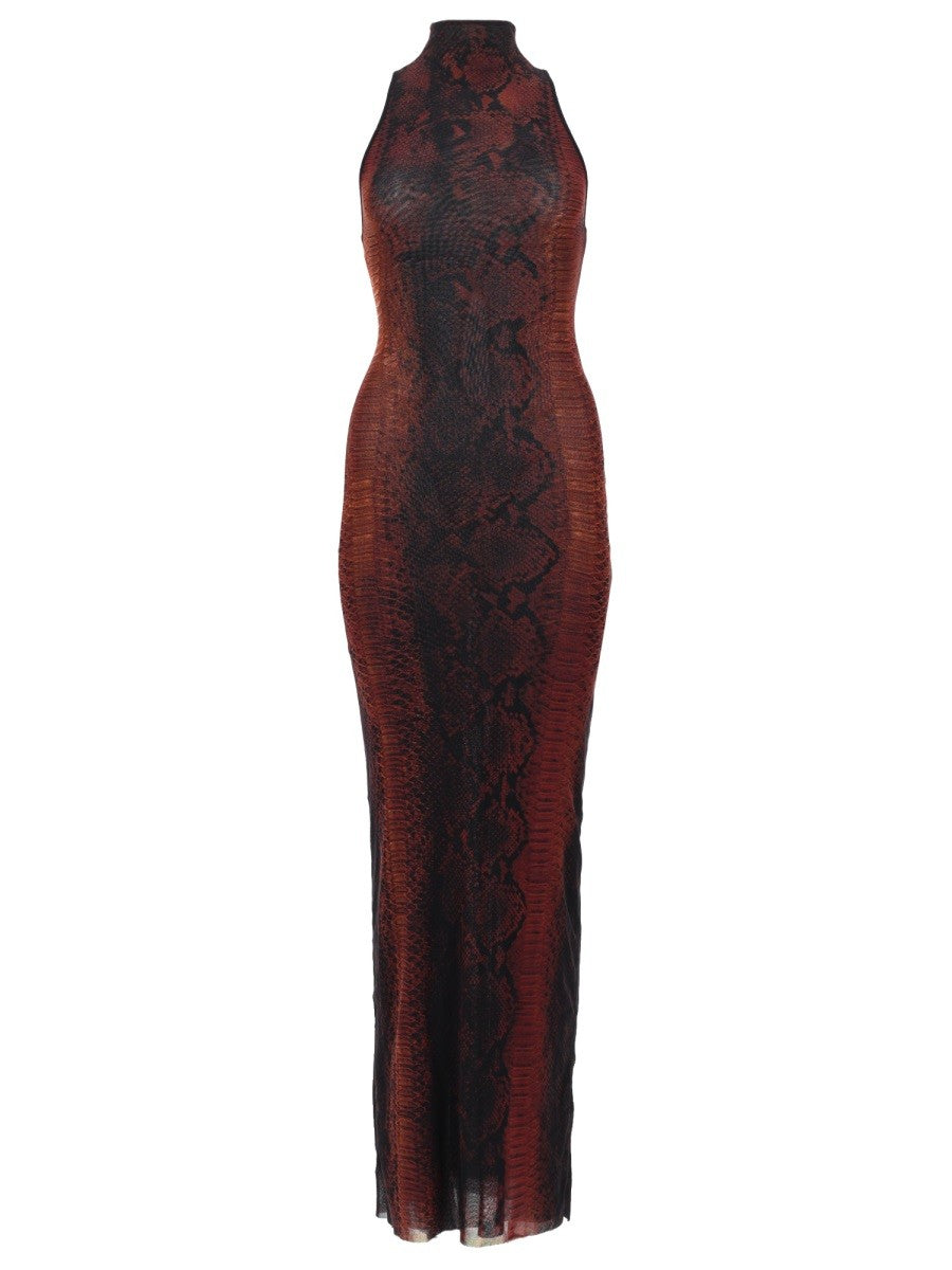 Jean Paul Gaultier Women's Abito Lungo Con Stampa Pitone Brown
