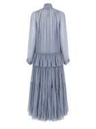 Chloé Women's Long Fluido Dress with Lavallière in Mussola Blue