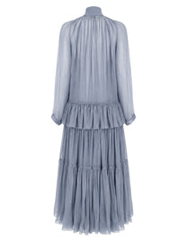 Chloé Women's Abito Lungo Fluido Con Lavallière in Mussola Blue