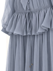 Chloé Women's Abito Lungo Fluido Con Lavallière in Mussola Blue