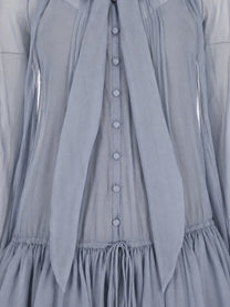 Chloé Women's Abito Lungo Fluido Con Lavallière in Mussola Blue