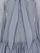 Chloé Women's Long Fluido Dress with Lavallière in Mussola Blue