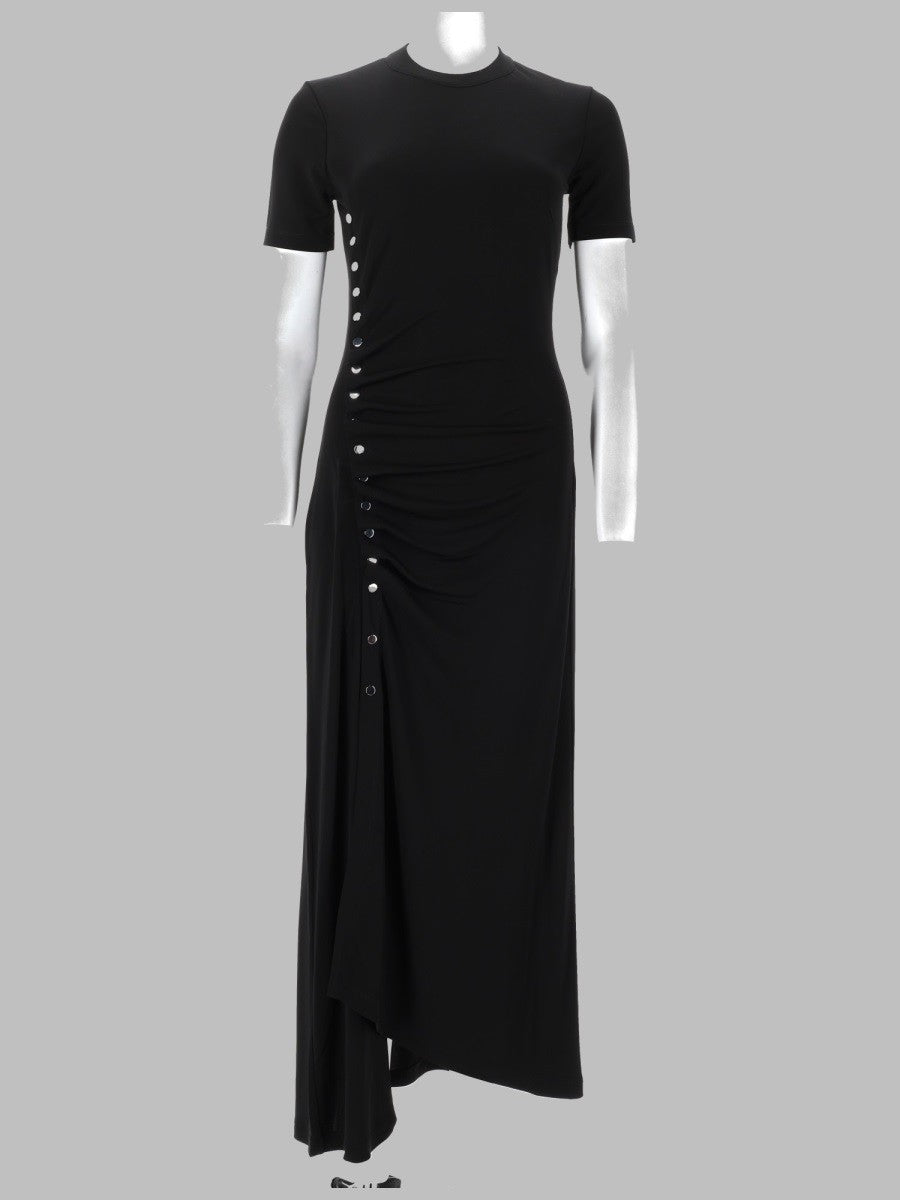 Rabanne Women's Abito Lungo in Jersey Drappeggiato Black