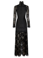Rabanne Women's Lace Jersey Long Dress Black, view 3