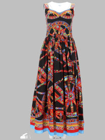 Dolce &amp; Gabbana Women's Abito Lungo in Popeline Con Stampa Multicolor