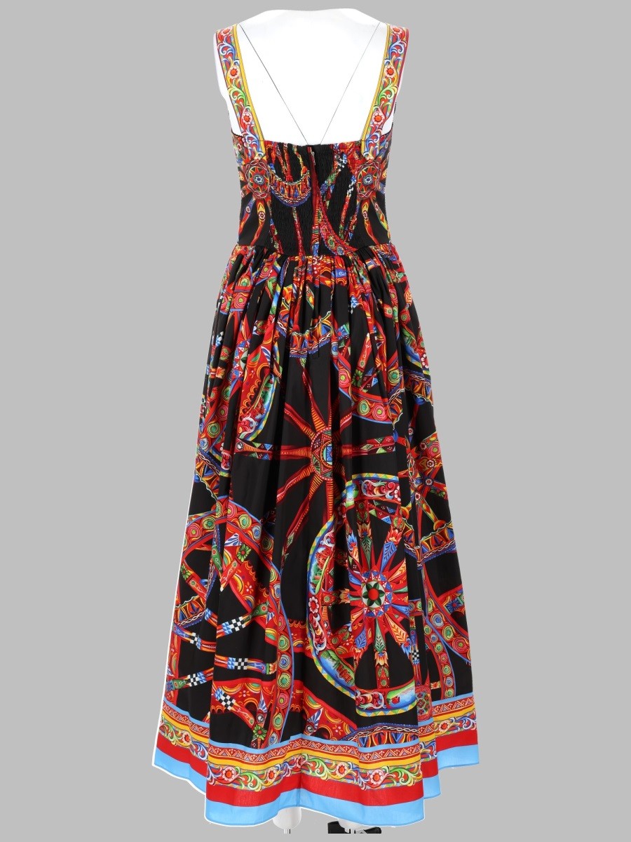 Dolce &amp; Gabbana Women's Abito Lungo in Popeline Con Stampa Multicolor