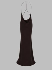 Tom Ford Women's Abito Lungo in Satin DI Seta Brown