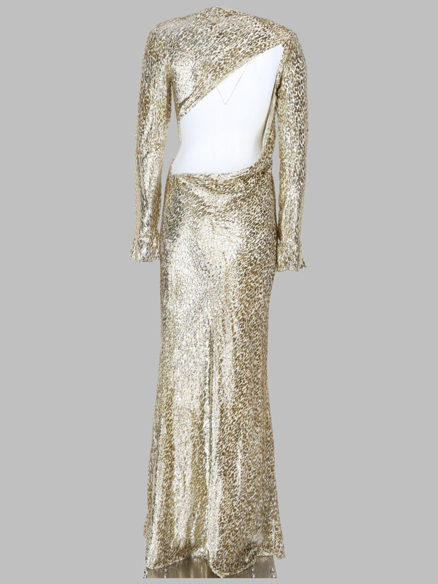 self-portrait Women's Abito Maxi Effetto Metallizzato Gold