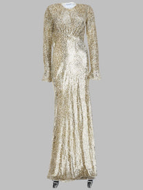 self-portrait Women's Abito Maxi Effetto Metallizzato Gold
