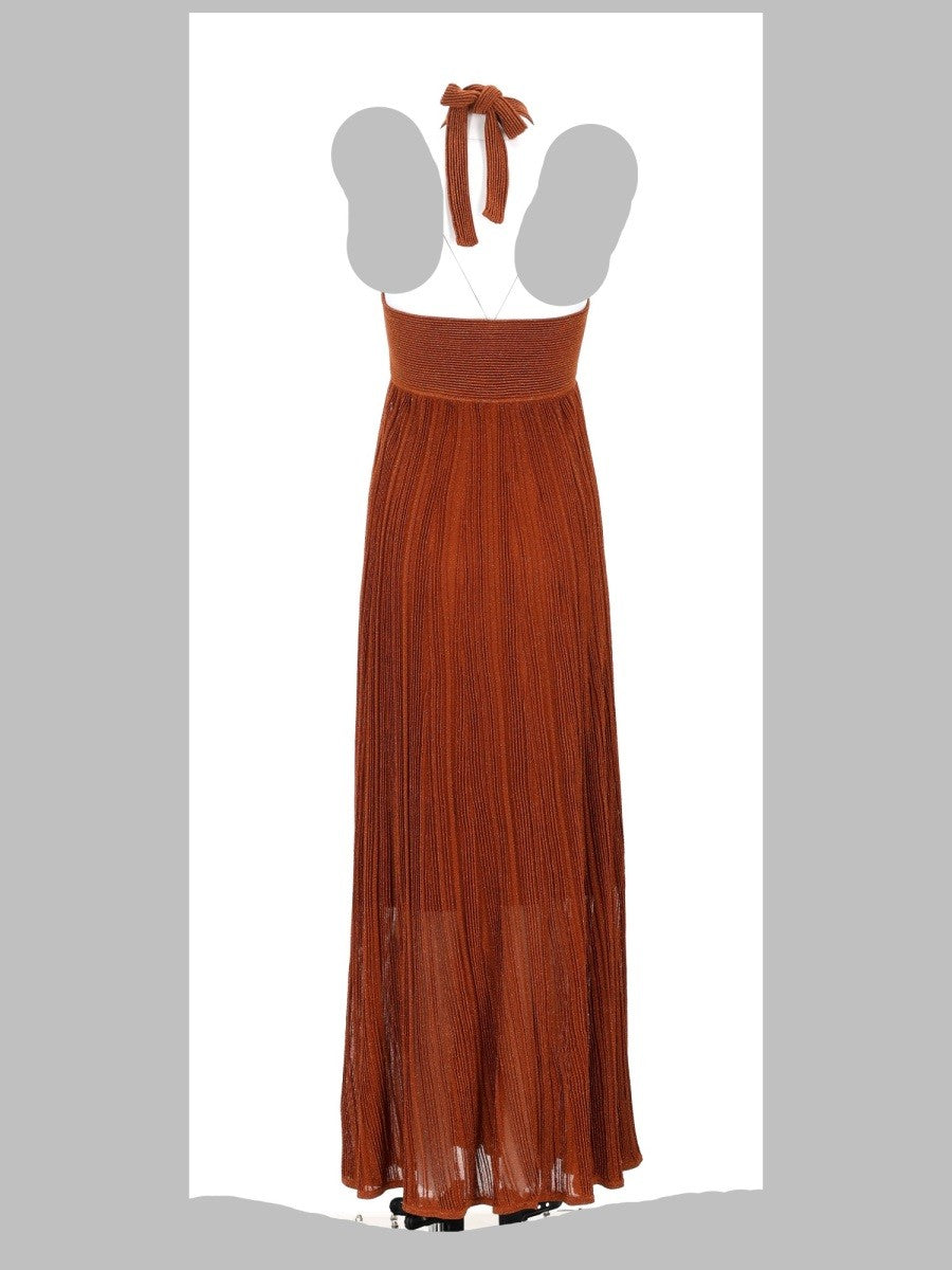 Zimmermann Women's Abito Metallizzato Indra Con Scollo Allamericana Orange