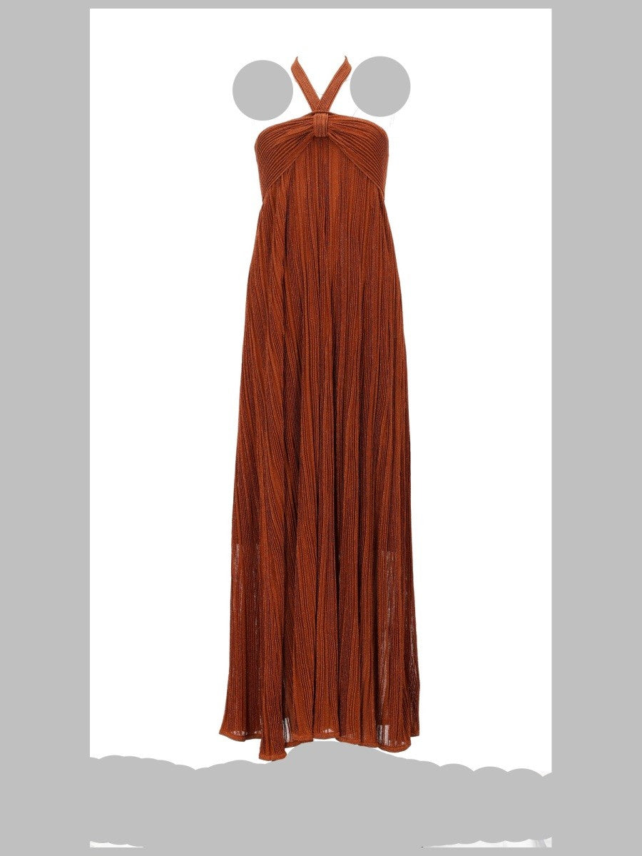 Zimmermann Women's Abito Metallizzato Indra Con Scollo Allamericana Orange
