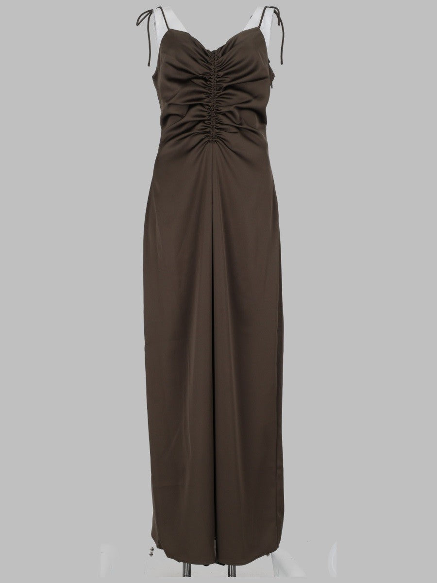 Rotate Women's Abito Midi Arricciato Green