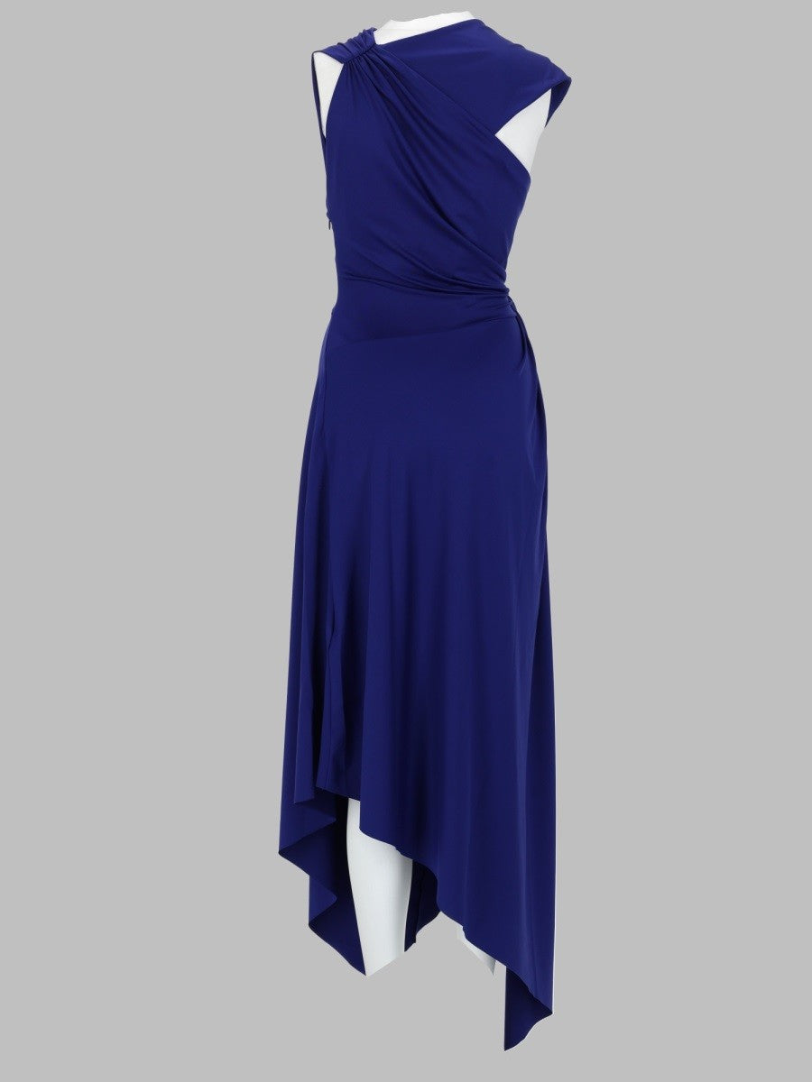Victoria Beckham Women's Abito Midi Asimmetrico Blue