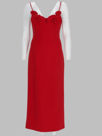 Magda Butrym Women's Abito Midi Con Applicazioni Floreali Red