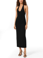 Toteme Women's Midi Dress with Neck Halter Black, view 2