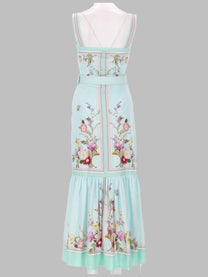 self-portrait Women's Abito Midi Con Stampa Floreale Green