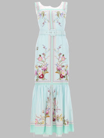self-portrait Women's Abito Midi Con Stampa Floreale Green