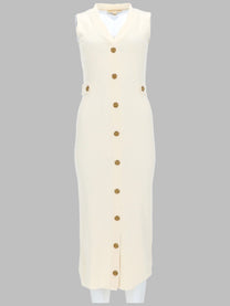 Michael Kors Women's Abito Midi in Maglia Stretch White