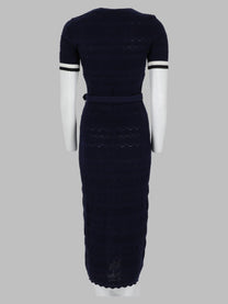 self-portrait Women's Abito Midi in Maglia Traforata Blue