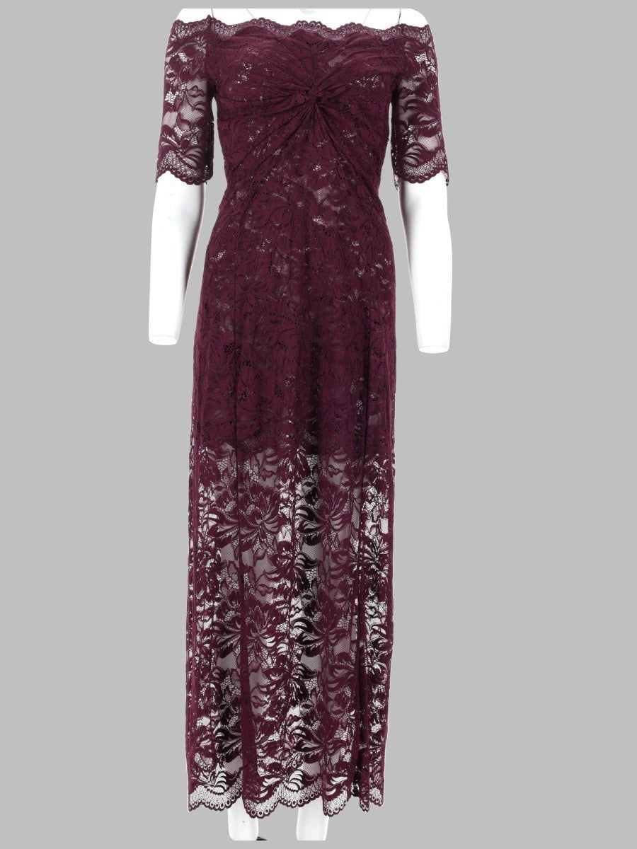 Rabanne Women's Abito Midi in Pizzo Strati Red