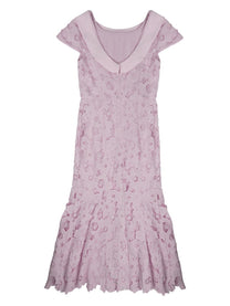 self-portrait Women's Abito Midi in Pizzo Con Schiena Scoperta Blue