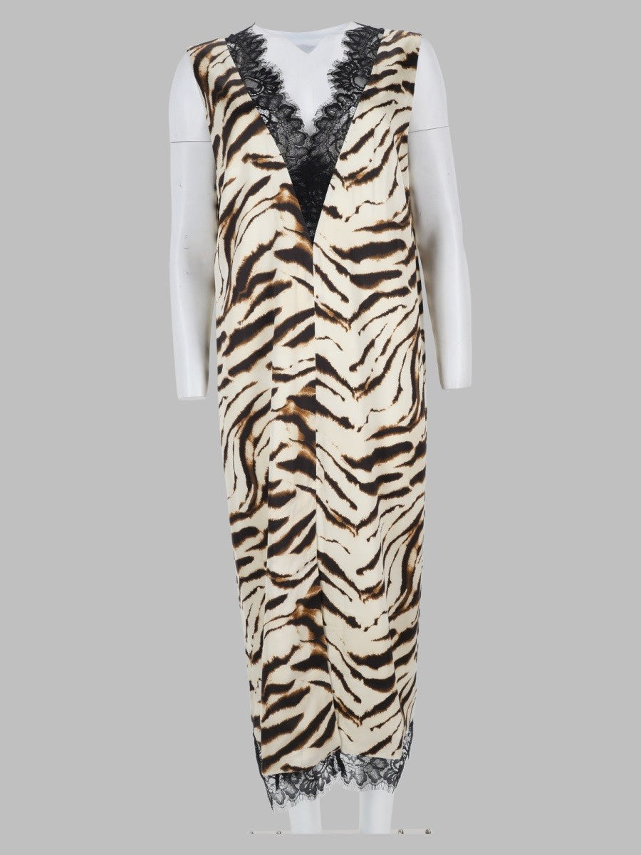 Ganni Women's Abito Midi in Raso Pattern