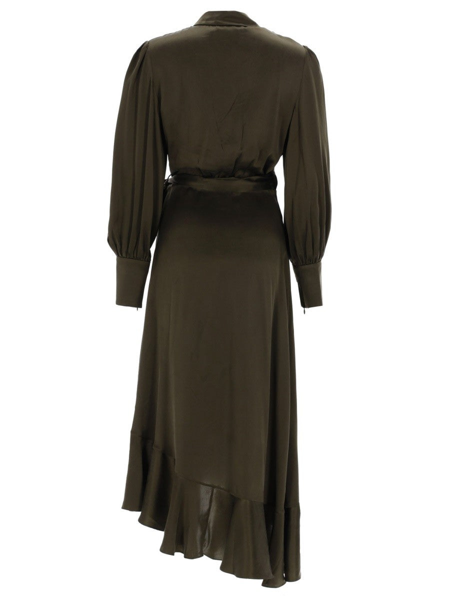 Zimmermann Women's Abito Midi in Seta Green