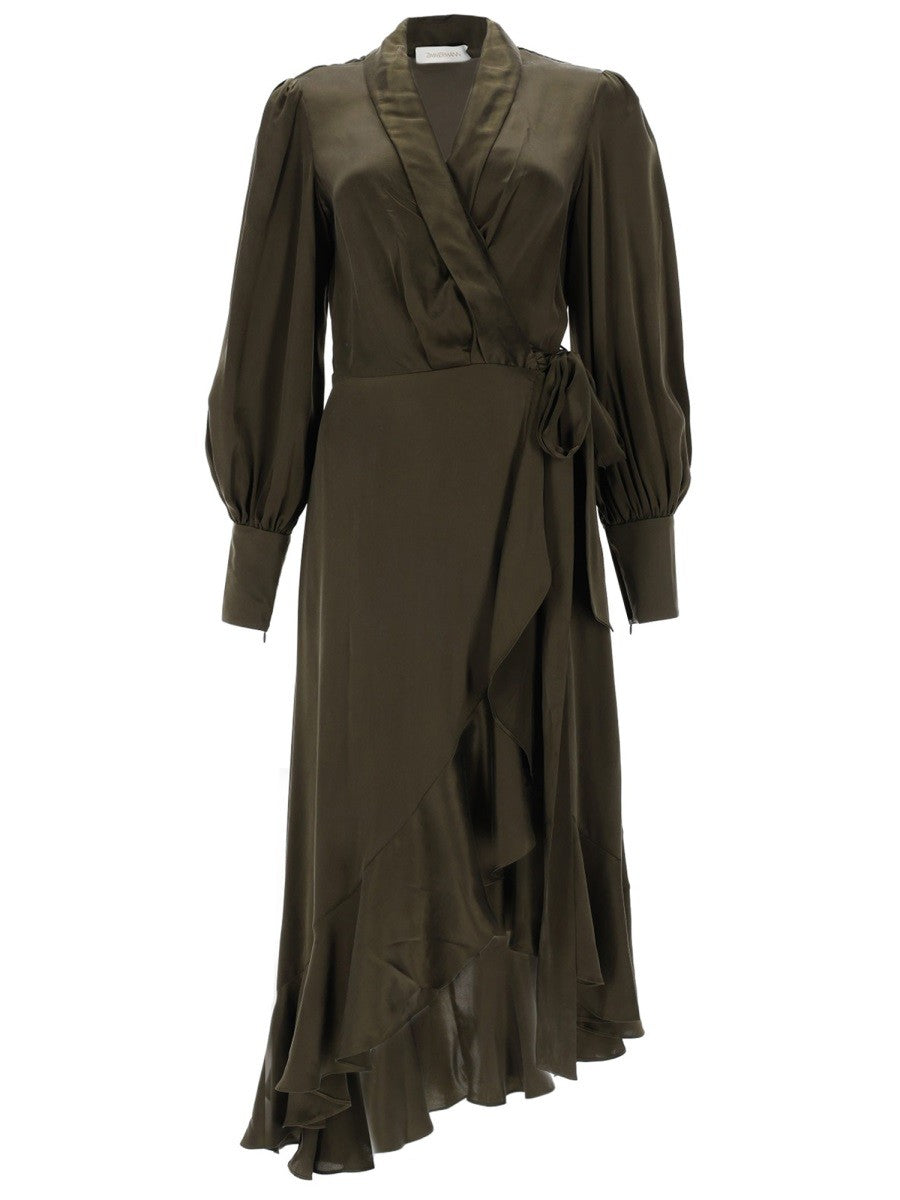 Zimmermann Women's Abito Midi in Seta Green
